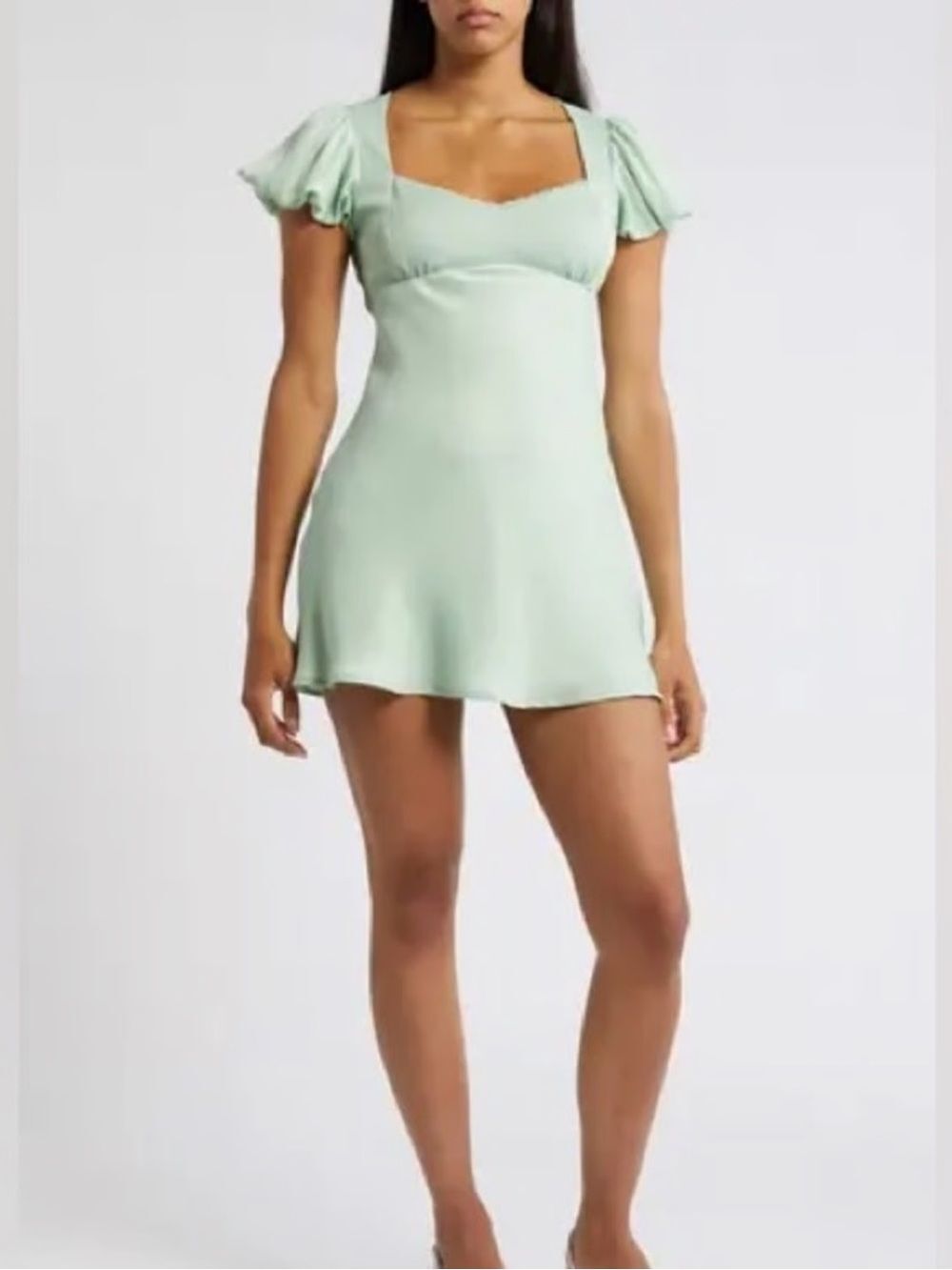 All In Favor Sage Green Puff Sleeve Mini Dress 🌿✨
